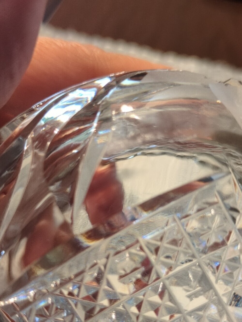 Clear Crystal Sugar Bowl with Handles - Intricate Details - Picture 5 of 5